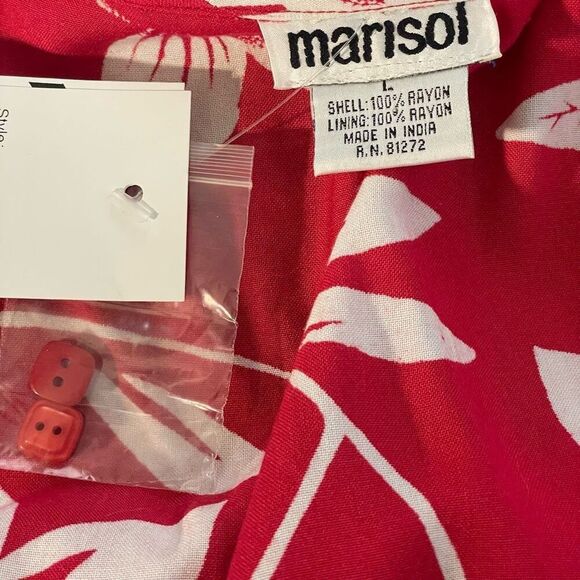 MARISOL Polka-Dot & Floral Dress, Layered Look, Retro Style, Red & White, Size L - Picture 4 of 9